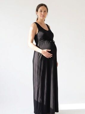 Gap Maternity Black Tank Maxi Dress - Soft Cotton Modal Blend - Size Small